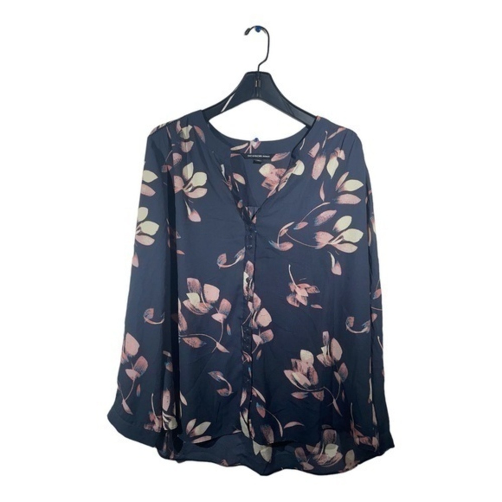 Zac & Rachel Womens Plus Size Blouse Floral Long Sleeve Chiffon Size 1X